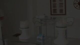 Catching ebony masseuse masturbating in the shower
