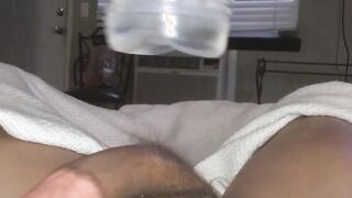 Handsome butt buddy uses fleshlight to pleasure his dick