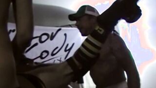 Muscular gay studs barebacking hardcore in homemade orgy