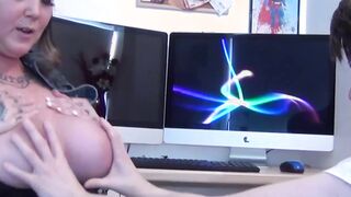 Chubby babe Tattiana titty fucking hard cock before sucking