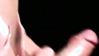 Pretty gay dude grabs his cock with two hands and wanks