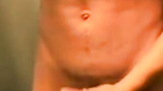 Handsome deviant masturbating passionately in bath