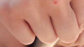 Redhead Japanese dollface solo pussy playing and open air peeing