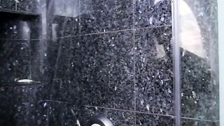 He is crying out in the shower by tugging on his wet cock