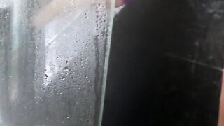 He is crying out in the shower by tugging on his wet cock