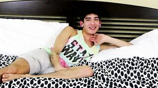 chatting with a hot pale young man just before he pops his cock