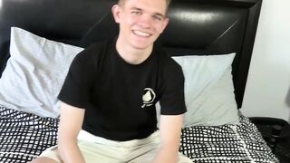 Attractive Ethan Steele playing with dildo in performance wank