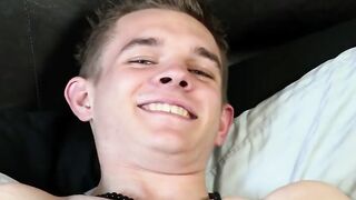 Attractive Ethan Steele playing with dildo in performance wank