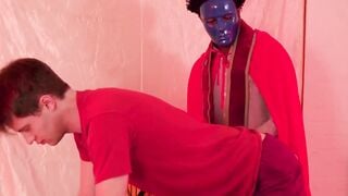 Creampie is the finish of the masked inked stud interracial bareback
