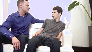 Stepfather sucks young dick before bare banging his lover