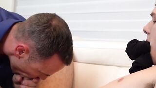 Stepfather sucks young dick before bare banging his lover
