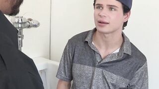 Jock blows BBC before interracial fuck ends with creampie