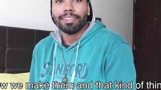 Straight Latino with bare back and taking cum in mouth