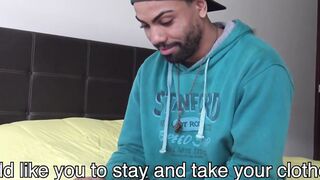 Straight Latino with bare back and taking cum in mouth
