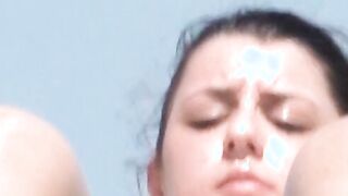 Fresh nudist teen filmed fooling around on the beach