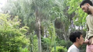 Bearded dude fucks straight Latino twink raw from behind