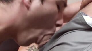 One dude sucks two cocks at once and loves every second