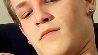 Tomy cant help rubbing his throbbing cock while smoking