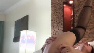 Elegant British mature in lingerie solo pussy pleasing