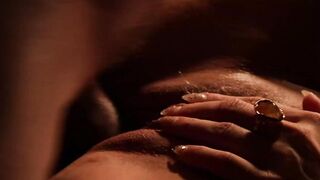 Sensual MILF loves sucking two big cocks while facesitting