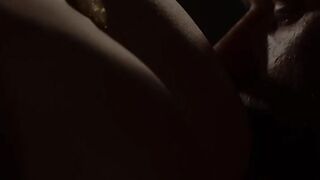 Sensual MILF loves sucking two big cocks while facesitting