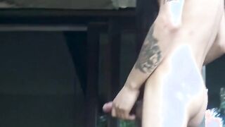 During the first intense group fuck a Latino twink showed his bare back