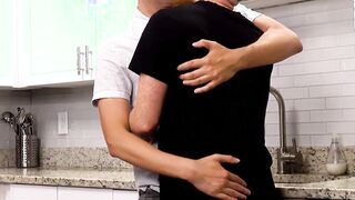 Unshaved ftm Stevie Trixx pussy pounded in the Kitchen