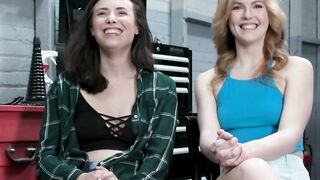Blonde lesbian gets ass stretched with sex toys