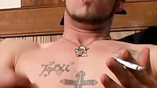 MouthfuckingÂ between gorgeous guys Chain and Benz Johanssen