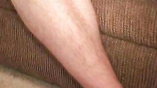 Mature stud pulls on his throbbing shaft while laying down