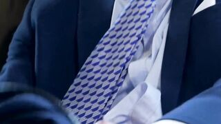 Hunky businessmen sucked and ridden by bearded colleague