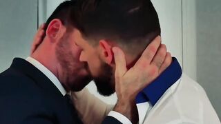 Profound buttcentric sex for two men within their desk area office