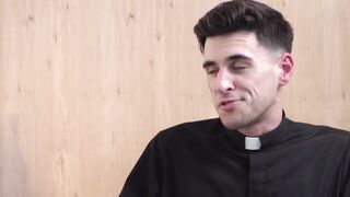 Youthful catholic jerks off while daddy drills him with toys