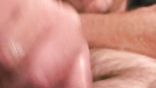 Thick older dude with glasses touches himself and jerks off