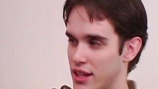 Nerdy homo in rainbows after blowjob and anal foursome