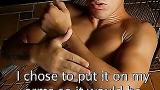 Thick and rock hard cock Latino jerks off in kinky solo act