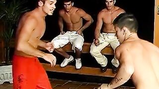 Thick and rock hard cock Latino jerks off in kinky solo act