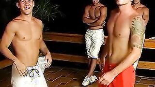 Thick and rock hard cock Latino jerks off in kinky solo act