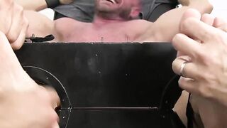 Restrained bold hunk receives a tickling torment