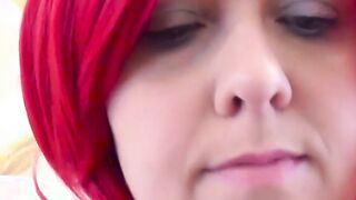 Horny natural tits MILF Jodie Cummings blows nerds dick POV