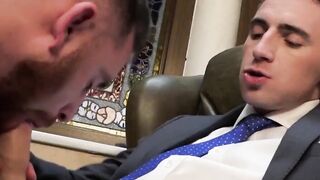 Rimmed gay in suit buttcentric screwed by his attractive chief