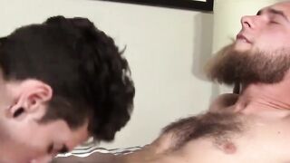 Deepthroat and cumshot action with a young jock and gay guy