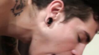 Deepthroat and cumshot action with a young jock and gay guy