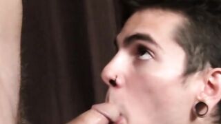 Deepthroat and cumshot action with a young jock and gay guy