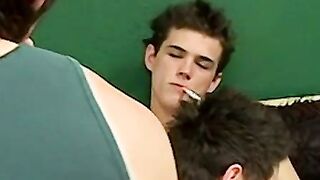 Cain rubbing his throbbing cock in the cloud of smoke