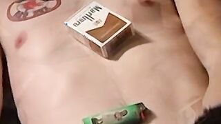 Axel loves pleasing his big dick with a blow of smoke
