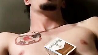 Axel loves pleasing his big dick with a blow of smoke