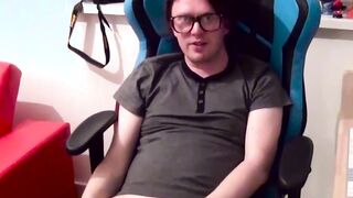 Big tits Lucy Lane goes down on a horny nerd cock sucking it