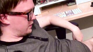 Big tits Lucy Lane goes down on a horny nerd cock sucking it