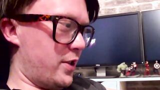 Big tits Lucy Lane goes down on a horny nerd cock sucking it